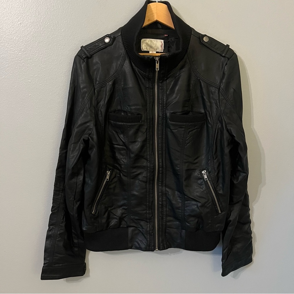 Xhilaration Black Zip Up Moto Jacket -Non Leather Women’s Size XL